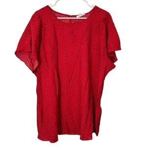 Chic Soul Red Blouse with Black Polka Dots size 2XL‎